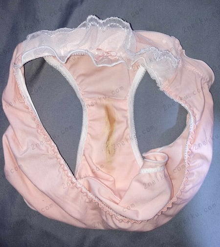 浅粉色纯棉原味内裤实物照片/痕迹图 - 缩略图