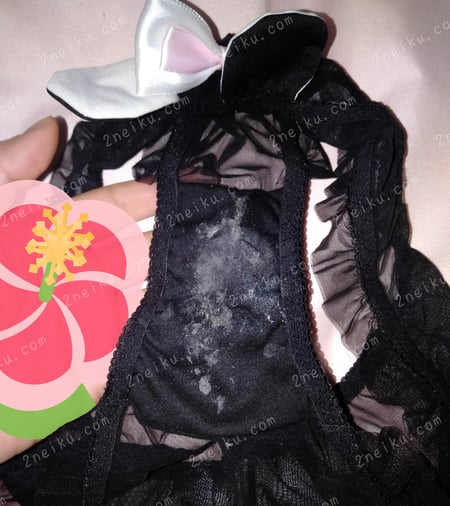 一条可爱萌萌的黑色网纱兔子耳朵蝴蝶结原味内裤照片 - 缩略图