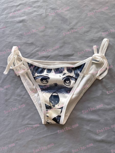 二次元卡通印花低腰系带原味胖次正面平放照片 - 缩略图