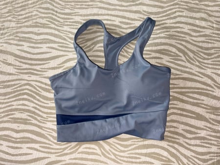 蓝色健身跑步运动防震瑜伽原味文胸正面照片 - 缩略图