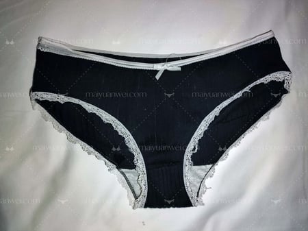 纯棉螺纹蕾丝花边女士内裤正面照片 - 缩略图