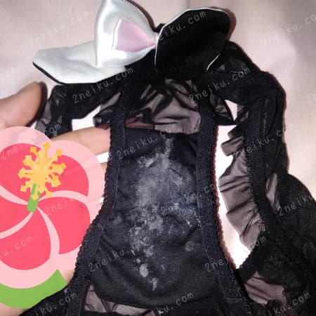 一条可爱萌萌的黑色网纱兔子耳朵蝴蝶结原味内裤照片 - 缩略图