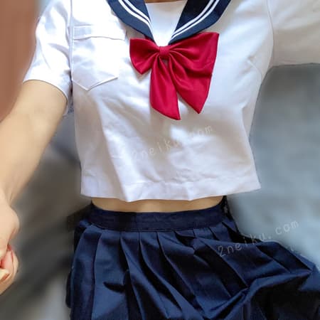 JK制服蓝白水手服校服自拍照 - 缩略图