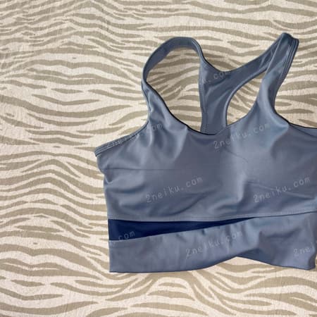 蓝色健身跑步运动防震瑜伽原味文胸正面照片 - 缩略图