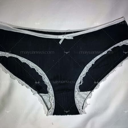 纯棉螺纹蕾丝花边女士内裤正面照片 - 缩略图