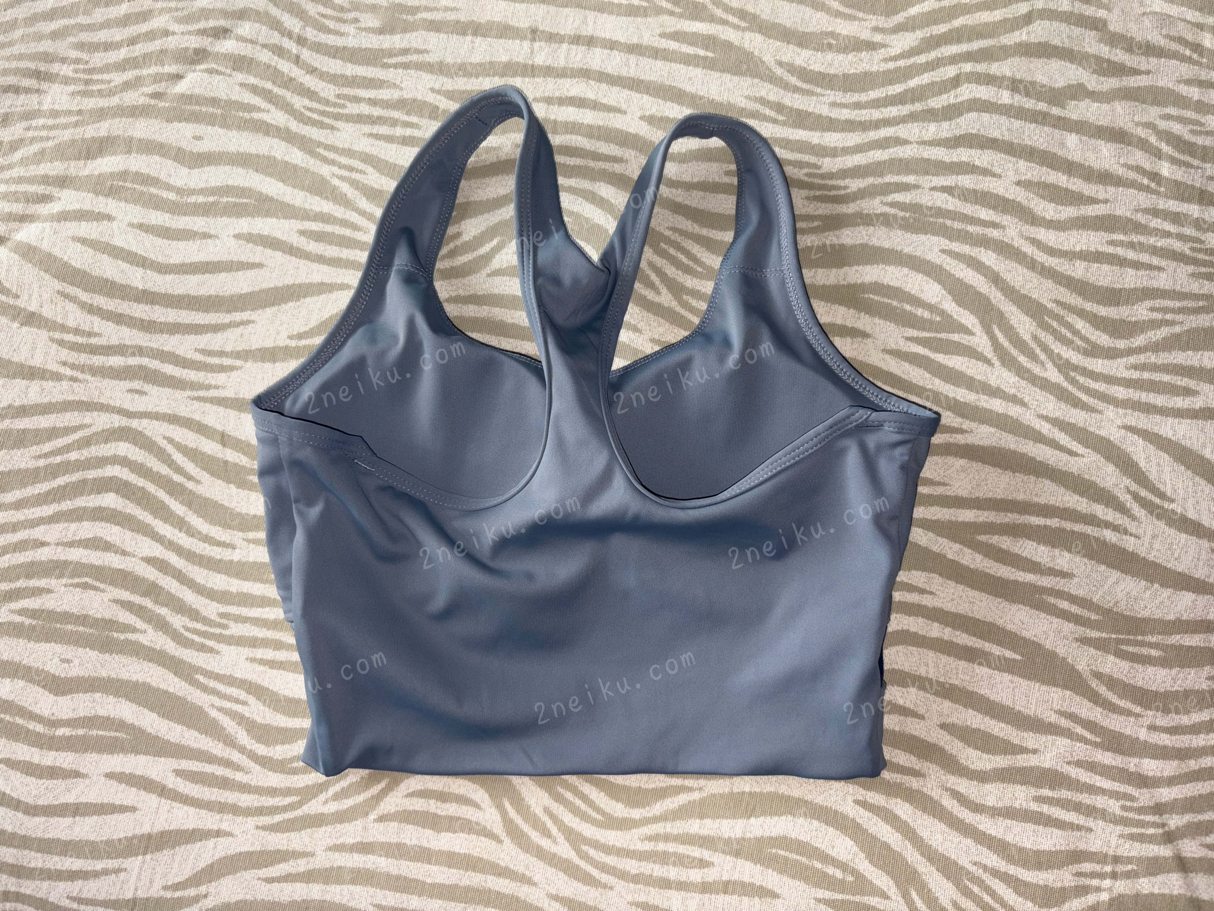 蓝色健身跑步运动防震瑜伽原味文胸背面照片