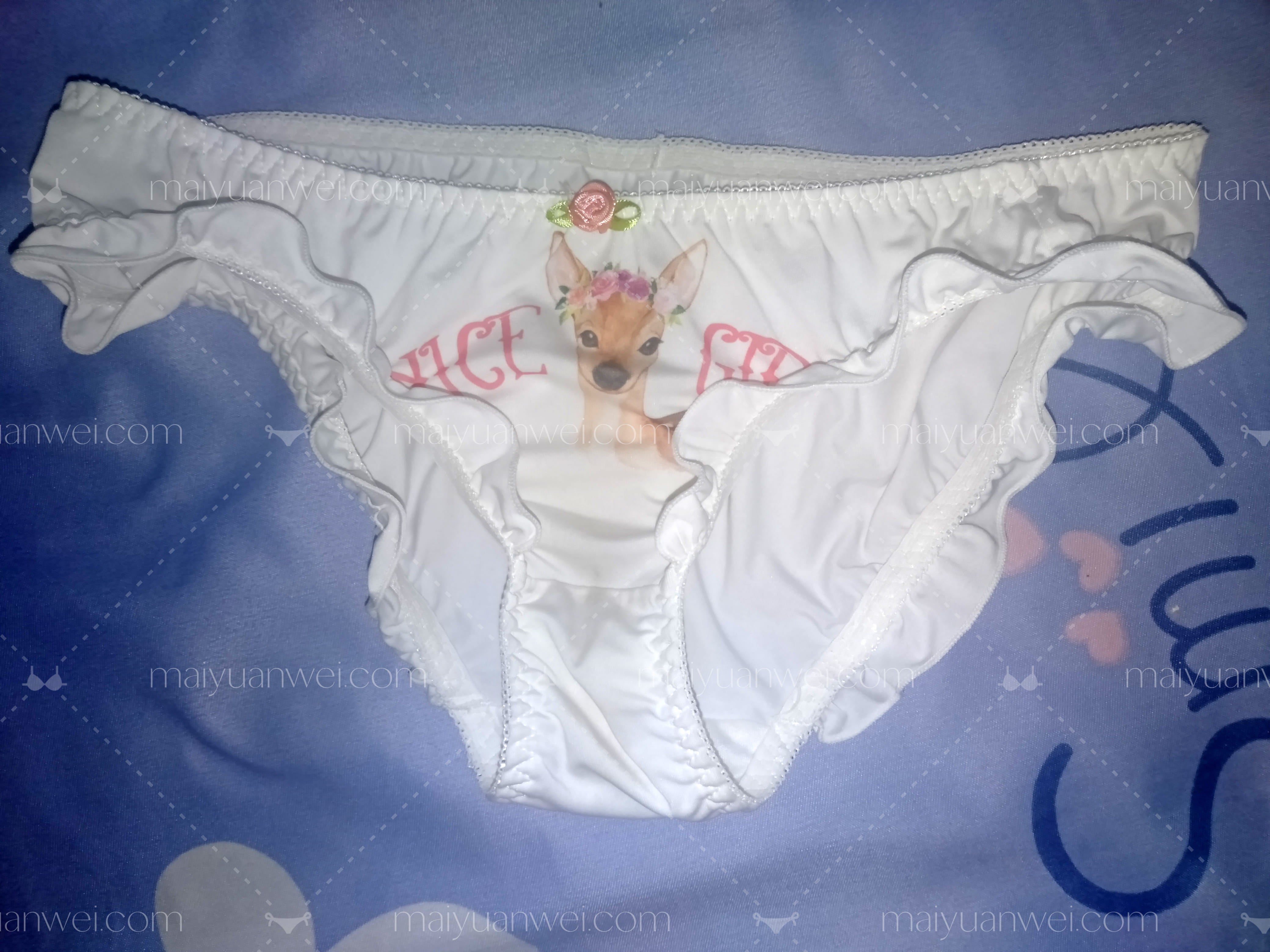 卡通印花牛奶丝可爱清新低腰原味内裤正面图